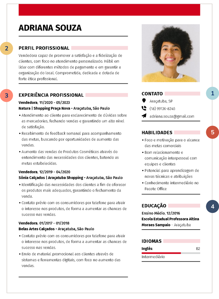Exemplo Como Fazer Um Cv Numeradosvg