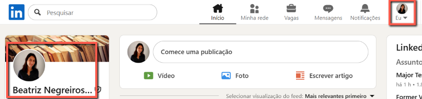 acesse seu perfil no LinkedIn